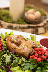 Image showing quail roasted with sweet and sour cranberry sauce