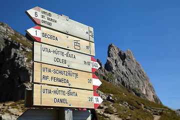 Image showing Singpost in the Dolomites