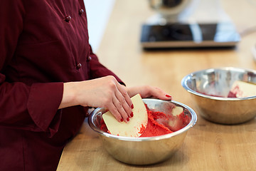 Image showing chef making macaron batter at confectionery