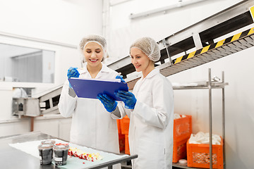 Image showing women technologists tasting ice cream at factory