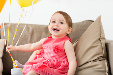 Image showing happy baby girl on birthday party at home