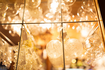 Image showing close up of christmas decorations at shop window