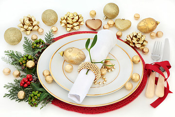 Image showing Christmas Dinner Table Setting