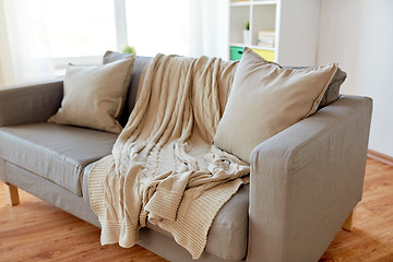 Image showing sofa with cushions at cozy home living room