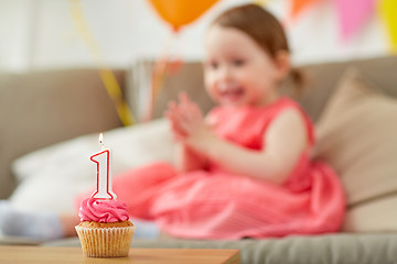 Image showing birthday cupcake for child one year anniversary