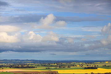 Image showing Spring skies over rural farms and crops