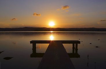 Image showing Sunset and jetty