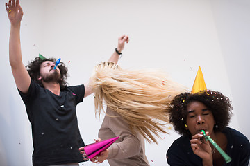 Image showing confetti party multiethnic group of people