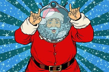 Image showing Funny Santa Claus astronaut makes faces