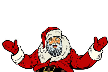 Image showing Santa Claus greeting gesture on white background