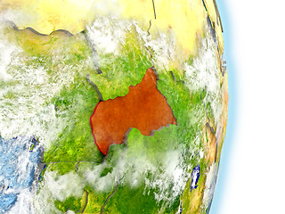Image showing Central Africa in red on Earth