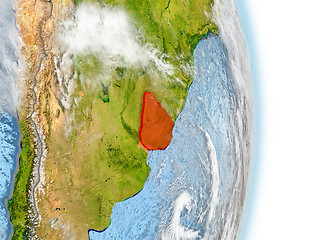 Image showing Uruguay in red on Earth