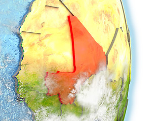 Image showing Mali in red on Earth