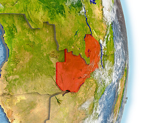 Image showing Zambia in red on Earth