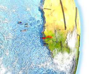 Image showing Gambia in red on Earth