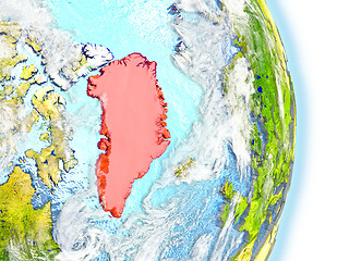 Image showing Greenland in red on Earth