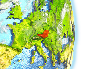 Image showing Austria in red on Earth