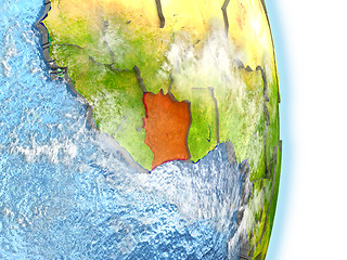 Image showing Ivory Coast in red on Earth