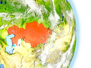 Image showing Kazakhstan in red on Earth