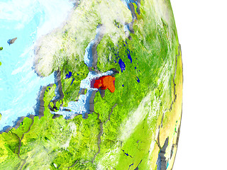 Image showing Estonia in red on Earth