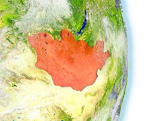 Image showing Mongolia in red on Earth