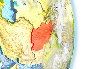 Image showing Afghanistan in red on Earth