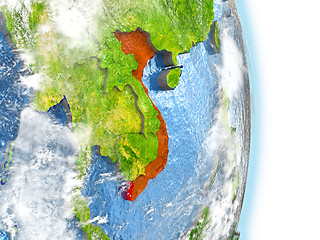 Image showing Vietnam in red on Earth