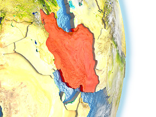 Image showing Iran in red on Earth