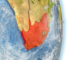 Image showing South Africa in red on Earth