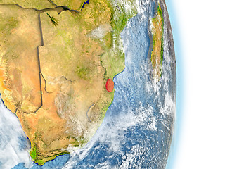 Image showing Swaziland in red on Earth