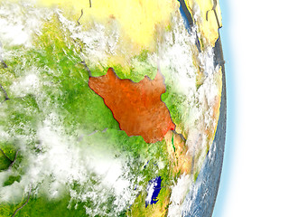 Image showing South Sudan in red on Earth