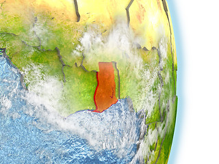 Image showing Ghana in red on Earth