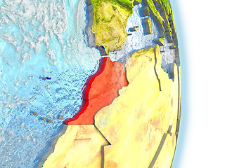 Image showing Morocco in red on Earth