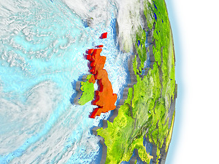 Image showing United Kingdom in red on Earth