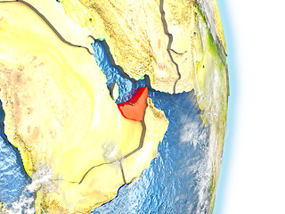 Image showing United Arab Emirates in red on Earth