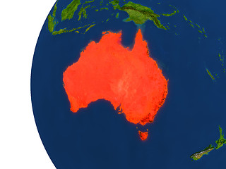 Image showing Australia on globe