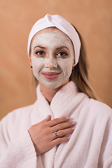 Image showing Spa Woman applying Facial Mask