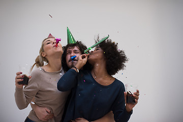 Image showing confetti party multiethnic group of people