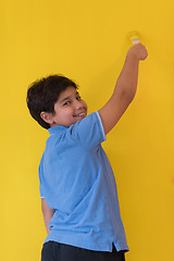 Image showing Portrait of a happy young boy painter