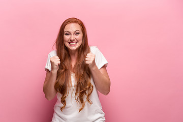 Image showing Portrait of young woman with happy facial expression