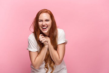 Image showing Portrait of young woman with happy facial expression