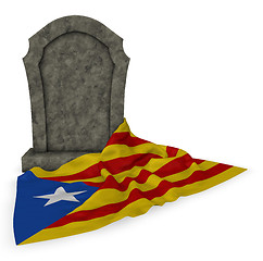 Image showing gravestone and flag of catalonia - 3d rendering