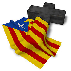 Image showing christian cross and flag of catalonia - 3d rendering