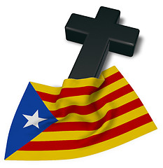 Image showing christian cross and flag of catalonia - 3d rendering