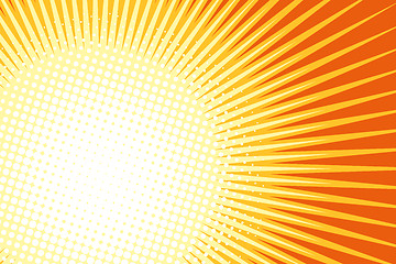 Image showing Orange yellow pop art sun background