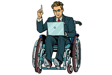 Image showing businessman in wheelchair isolated on white background