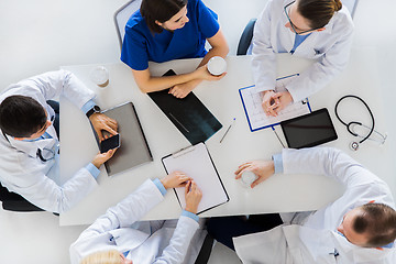 Image showing group of doctors having coffee break at hospital