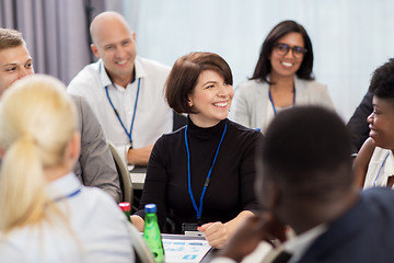 Image showing happy business team at international conference