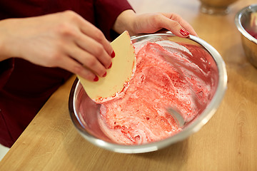 Image showing chef making macaron batter at confectionery