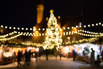 Image showing christmas market at tallinn old town hall square